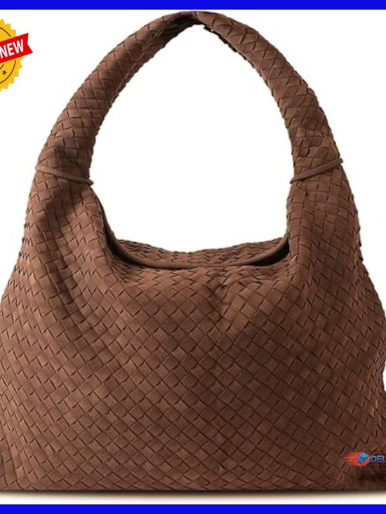 Handbags - Large Vegan Leather Woven Tote Hobo Shoulder Bag Handcrafted